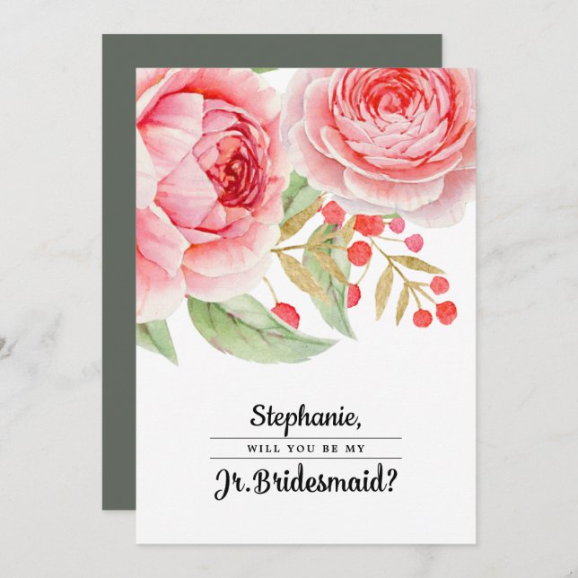 Will you be my Junior Bridesmaid? Invitation Card (Front/Back)