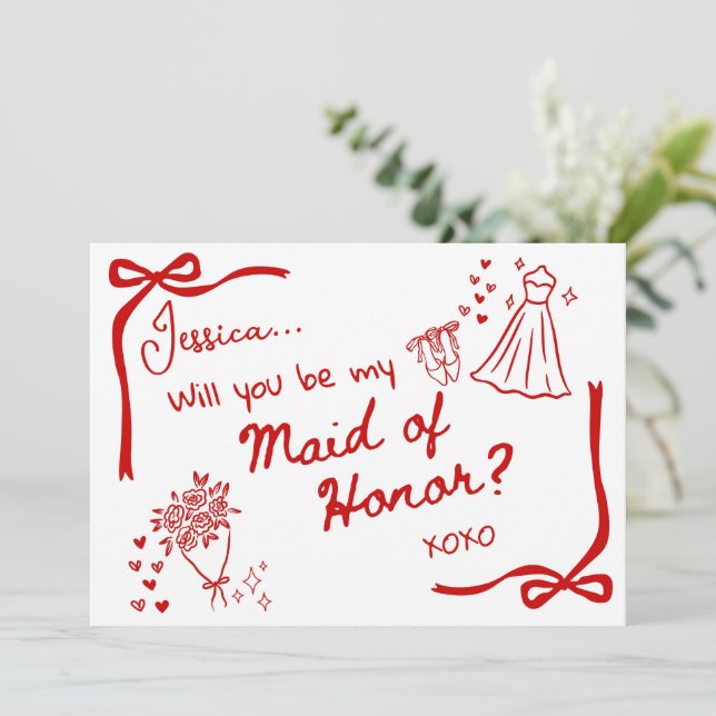 Will you be my Maid of Honor Card Invitation (Standing Front)