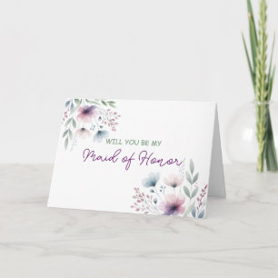 Will You be my Maid of Honor   Floral Wedding Card