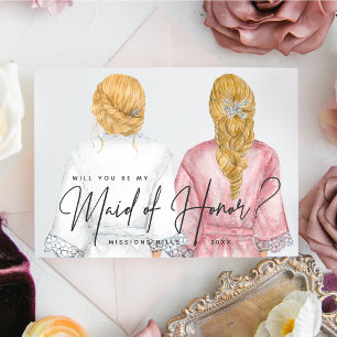 Will you be my Maid of Honor? Girls in Robes Invitation