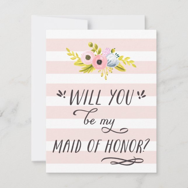 WILL YOU BE MY MAID OF HONOR? hand painted card (Front)