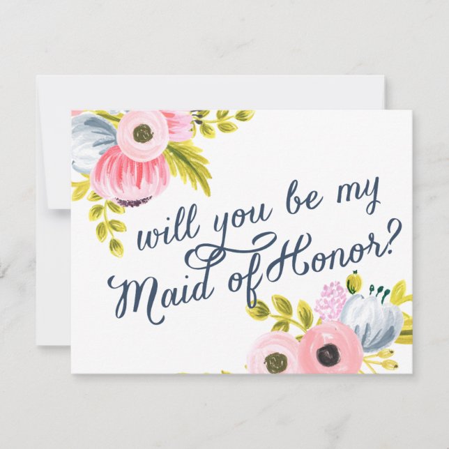 WILL YOU BE MY MAID OF HONOR? hand painted card (Front)