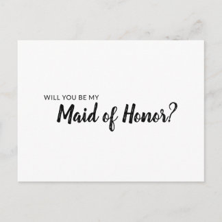 Will you be my maid of honor invitation minimalist postcard