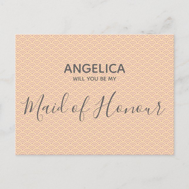 Will you be my Maid of Honor Pretty Pink Pattern Invitation Postcard (Front)