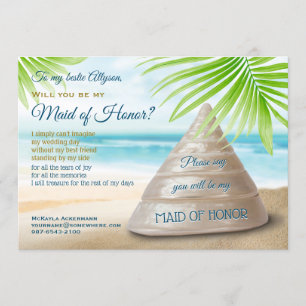 Will You Be My Maid of Honour Beach Wedding Shell Invitation