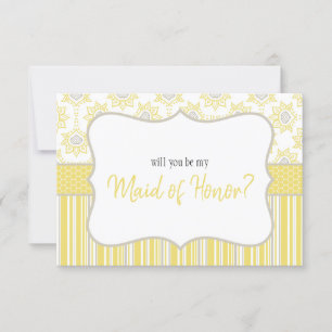 Will You Be My Maid of Honour Bee Yellow and Grey