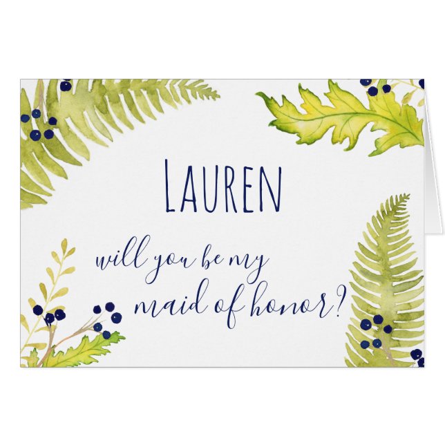 Will You Be My Maid of Honour? Blue & Green Nature (Front Horizontal)