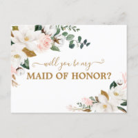 Will You Be My Maid of Honour Blush Pink Floral