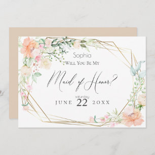 Will You Be My Maid of Honour Blush Spring Flowers Invitation