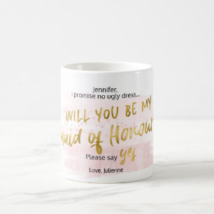 Will you be my Maid of Honour Blush Watercolor Coffee Mug