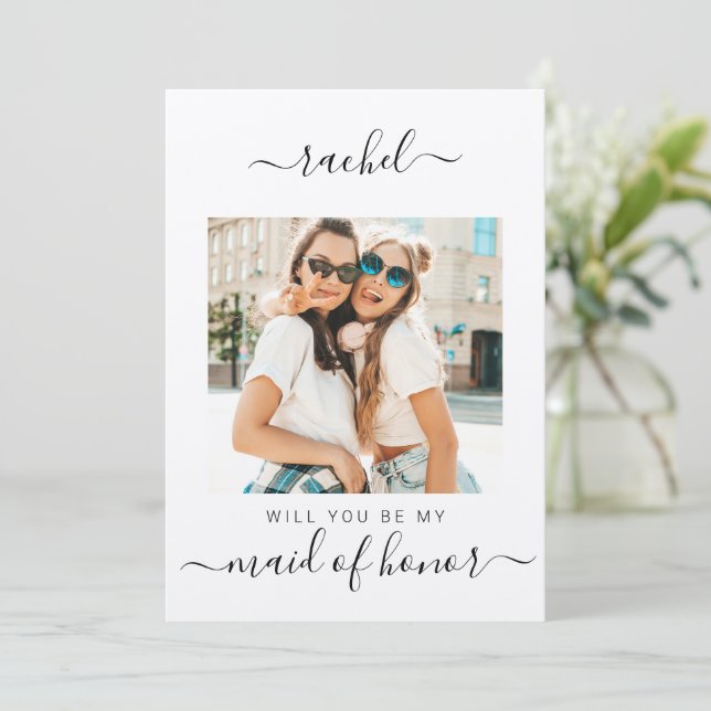 Will You Be My Maid of Honour Bride Party Proposal Card (Standing Front)
