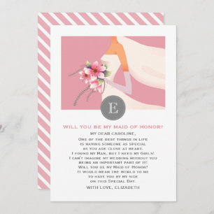 Will you be my Maid of Honour? Bride Silhouette  Invitation