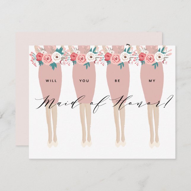 Will You Be My Maid Of Honour? | Bridesmaid Card (Front/Back)