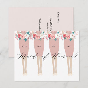 Will You Be My Maid Of Honour? Bridesmaid Card