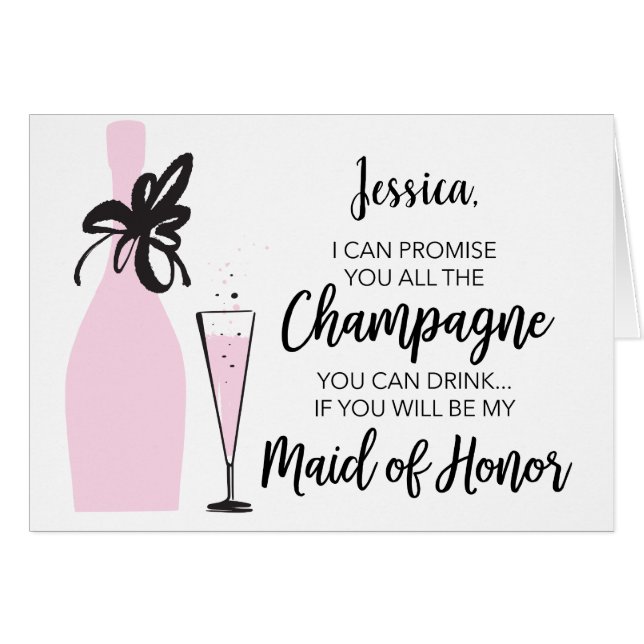 Will You Be My Maid of Honour Card - Champagne (Front Horizontal)