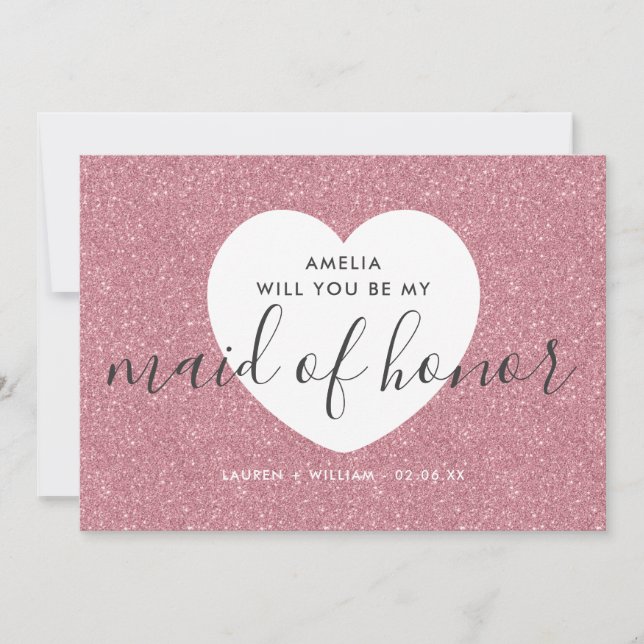 Will You Be My Maid of Honour Card - Glittered (Front)