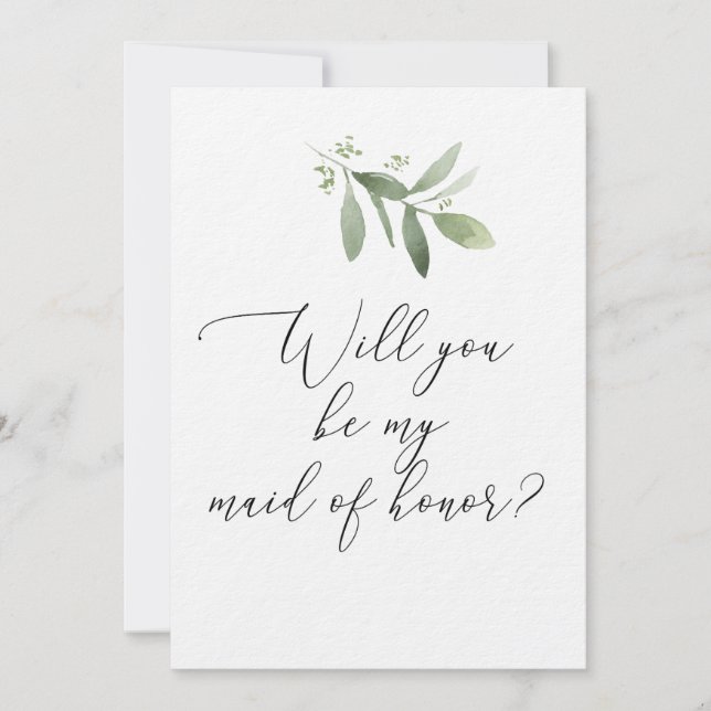 Will You Be My Maid of Honour Card - Greenery (Front)