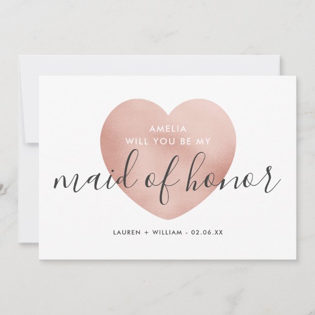 Will You Be My Maid of Honour Card - Rose Gold (Front)