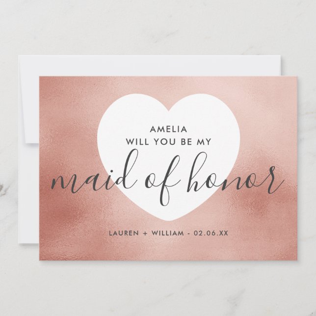Will You Be My Maid of Honour Card - Rose Gold (Front)