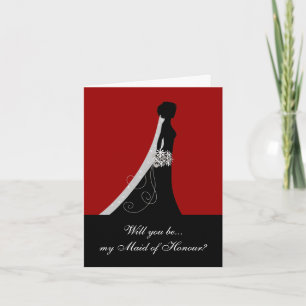 Will You Be My Maid of Honour? Cards Red