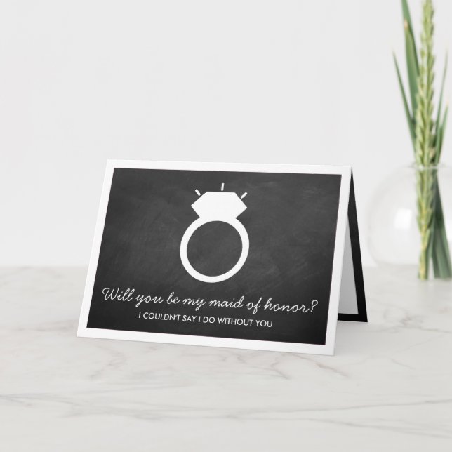 Will You Be My Maid Of Honour? Chalkboard Ring Car Invitation (Front)