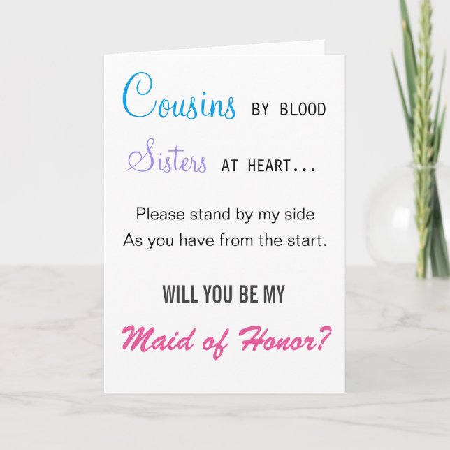 Will you be my Maid of Honour - cousin Invitation (Front)