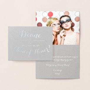 Will You Be My Maid of Honour Cursive Personalised Foil Card