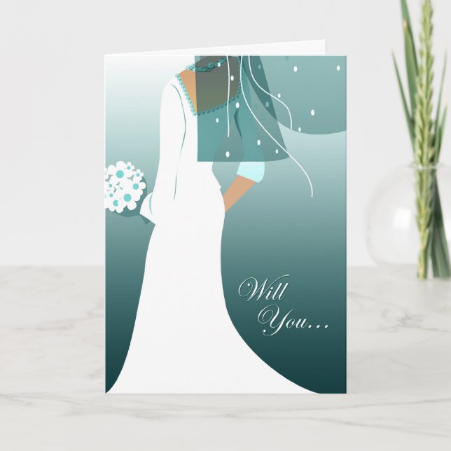 will you be my maid of honour? : elegant bride invitation (Front)