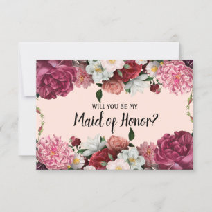 Will You Be My Maid of Honour Elegant Burgundy