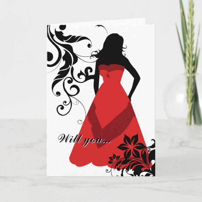 will you be my maid of honour? : elegant silhouett invitation (Front)