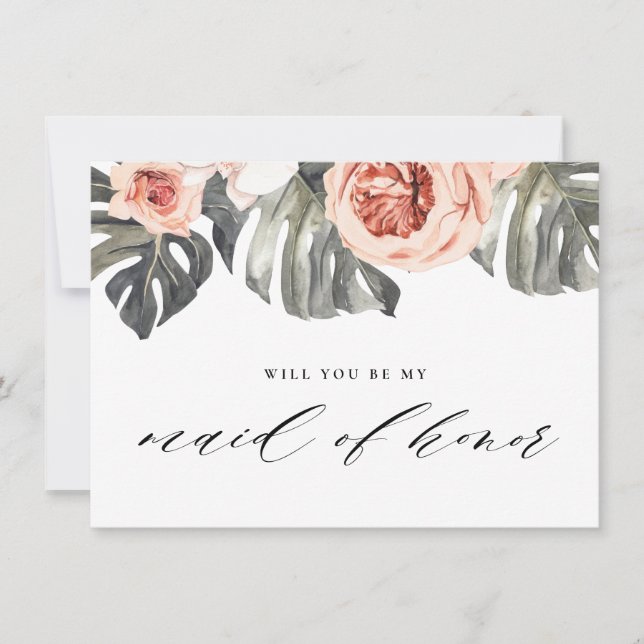 Will You Be My Maid of Honour Elegant Tropics Invitation (Front)