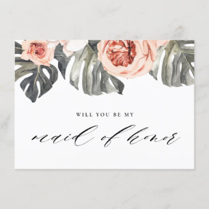 Will You Be My Maid of Honour Elegant Tropics Invitation