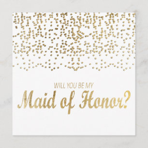 "Will You Be My Maid of Honour?" Faux Gold Confett Invitation