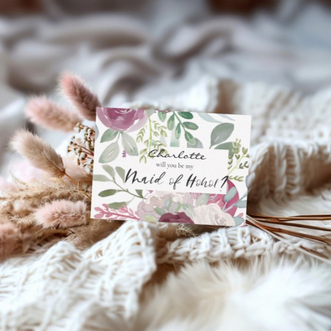 Will You Be My Maid of Honour Floral Rustic  Card (Creator Uploaded)