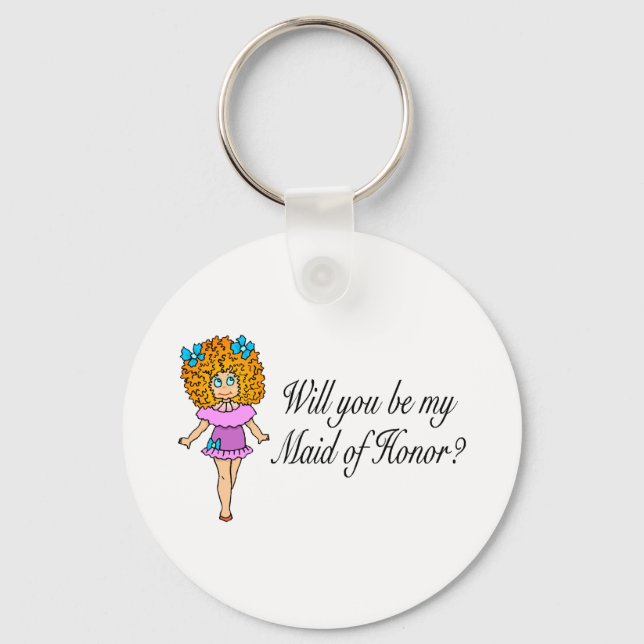 Will You Be My Maid Of Honour? (Girl) Key Ring (Front)
