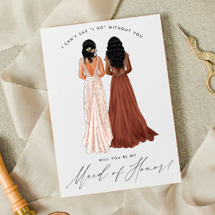 Will You Be My Maid of Honour? Girls in Gowns Invi Invitation