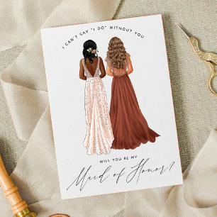 Will You Be My Maid of Honour? Girls in Gowns Invi Invitation