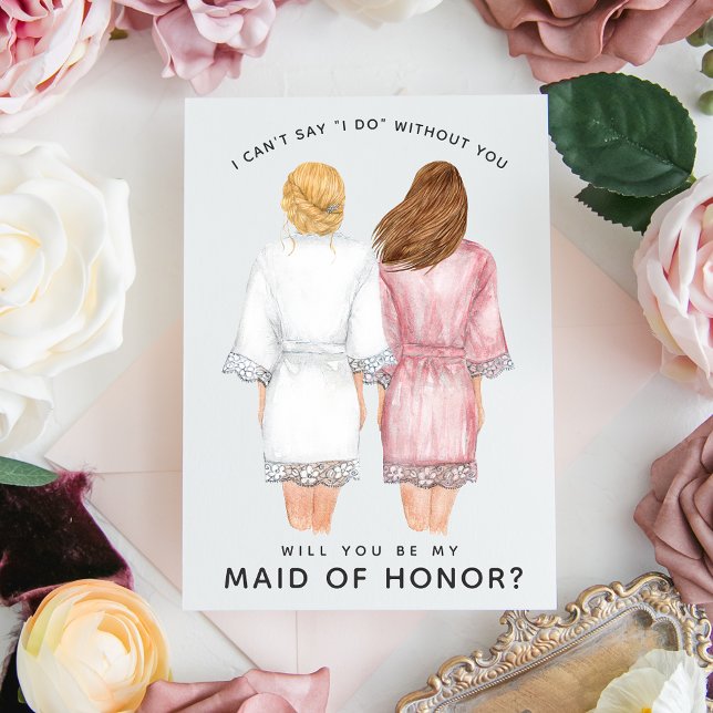 Will You Be My Maid of Honour? Girls in Robes card (Creator Uploaded)