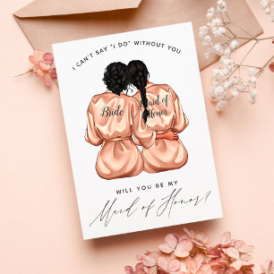 Will You Be My Maid of Honour? Girls In Silk Robes Invitation