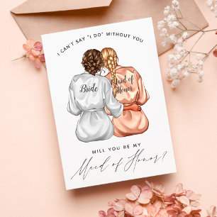 Will You Be My Maid of Honour? Girls In Silk Robes Invitation