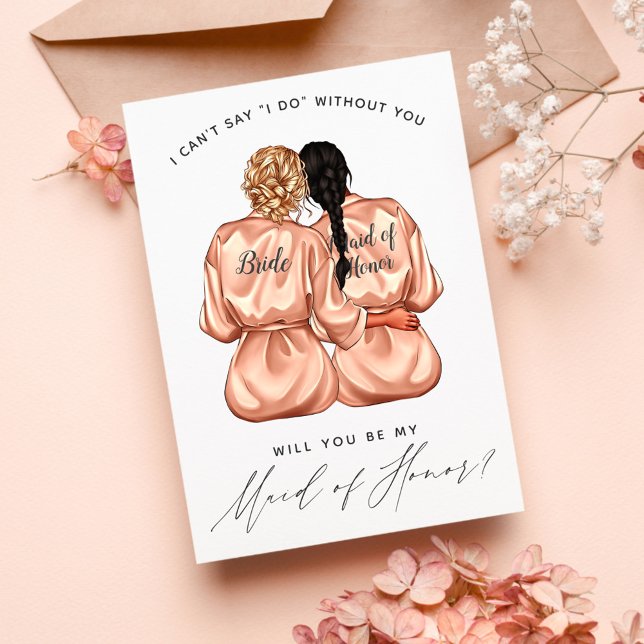 Will You Be My Maid of Honour? Girls In Silk Robes Invitation (Creator Uploaded)