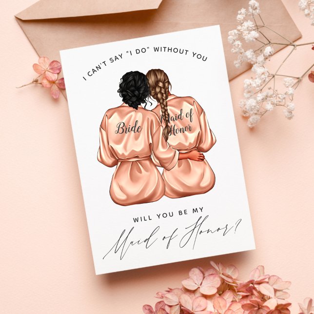 Will You Be My Maid of Honour? Girls In Silk Robes Invitation (Creator Uploaded)