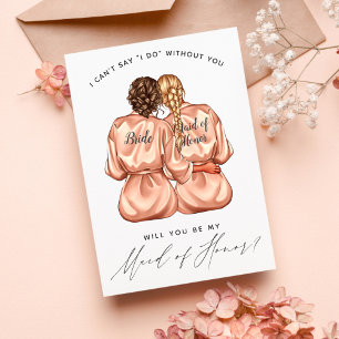 Will You Be My Maid of Honour? Girls In Silk Robes Invitation