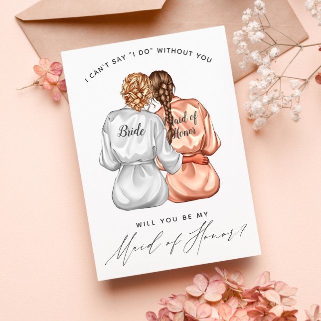 Will You Be My Maid of Honour? Girls In Silk Robes Invitation (Creator Uploaded)