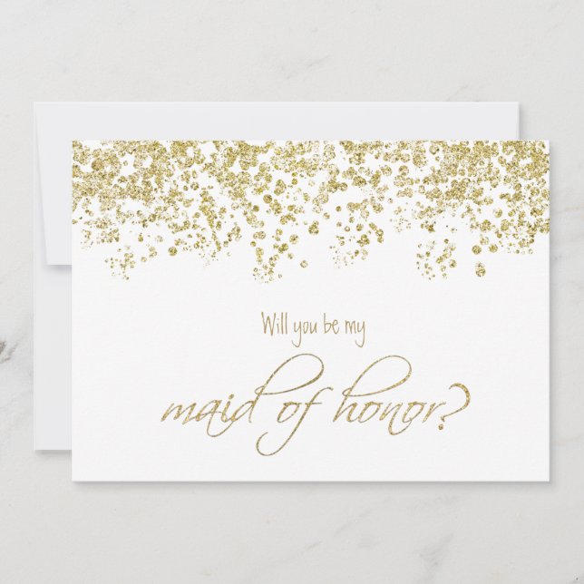 Will you be my maid of honour? Gold Confetti Invitation (Front)