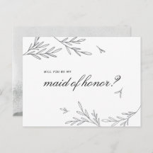 Will you be my maid of honour Invitation Postcard