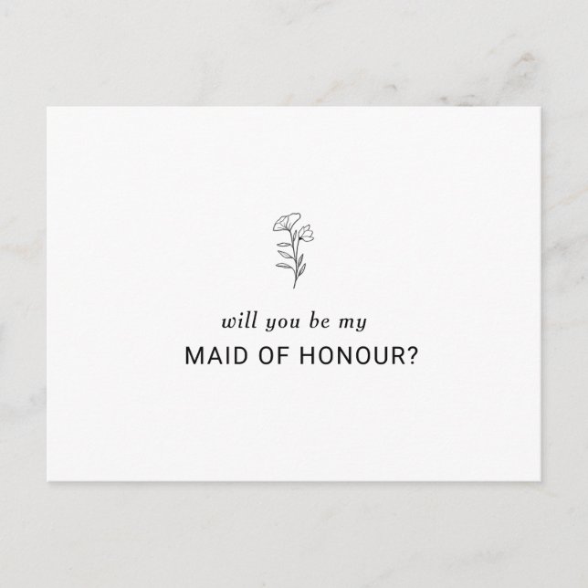 Will you be my Maid of Honour Invitation Postcard (Front)