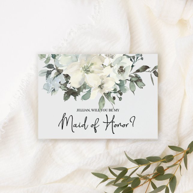 Will You Be My Maid of Honour Ivory White Floral (Creator Uploaded)