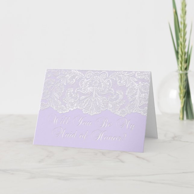 will you be my maid of honour? lilac invitation (Front)
