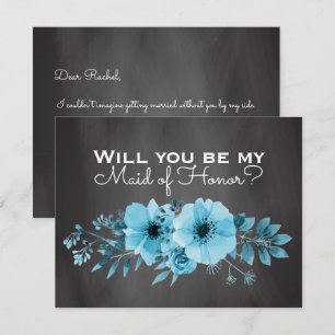 Will You Be My Maid of Honour Maid of Honour Blu Invitation